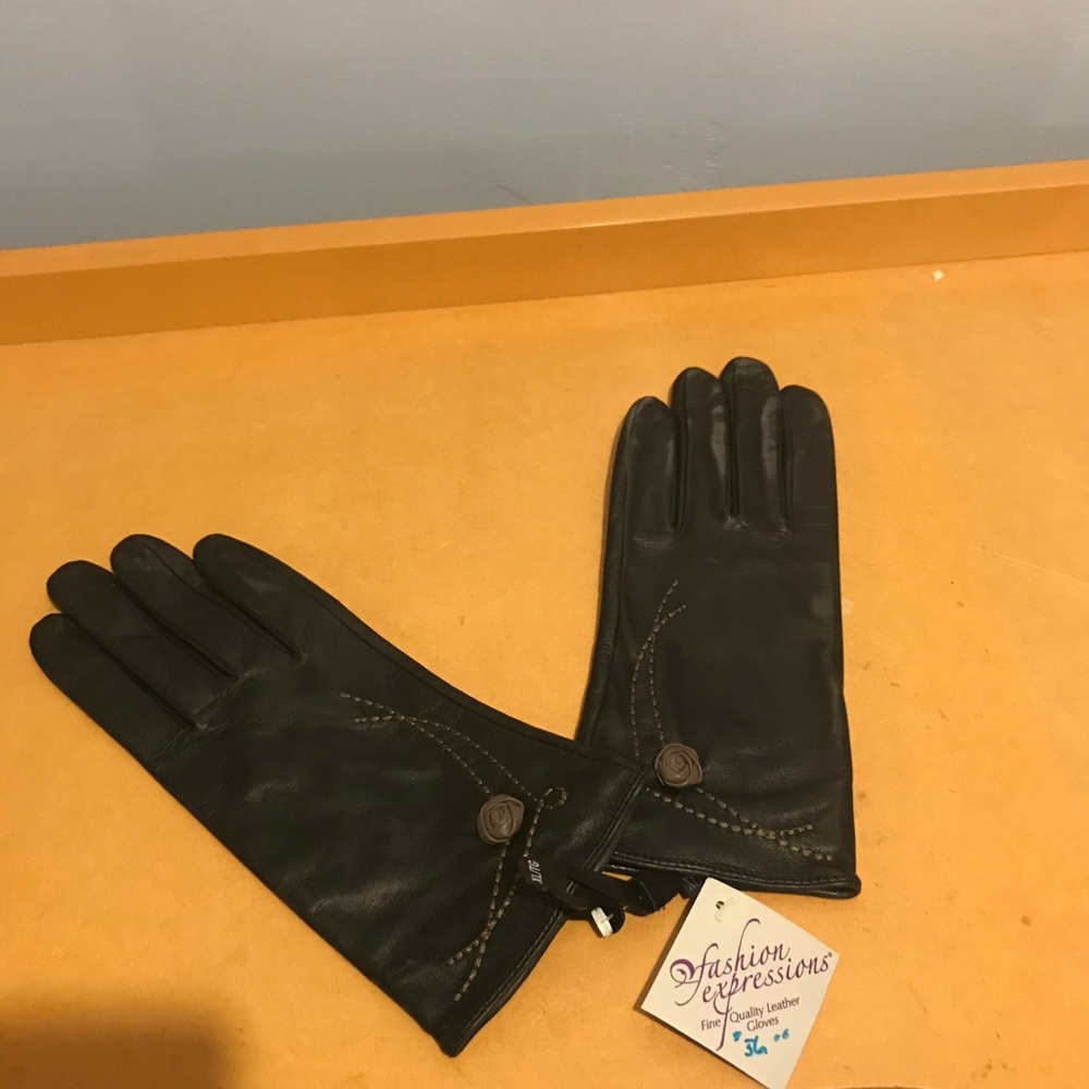 Black Fashion Expression Womens Leather Gloves